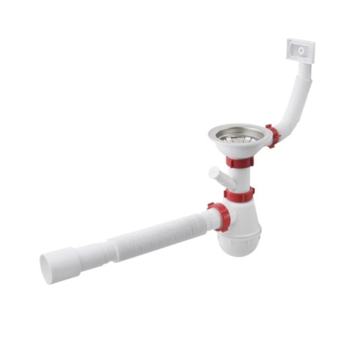 Сифон 3 1/2*40 с отводом для ПМ с круглым гибким переливом и гибкой труб 40*40/50