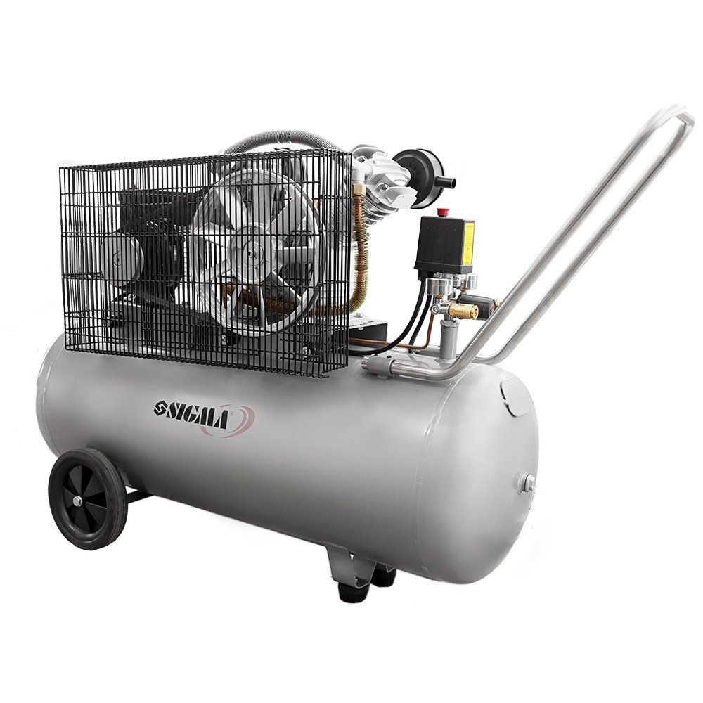 Компресор двоциліндровий пасовий (V) 2.5кВт 396л/хв 10бар 100л (2 крана) SIGMA (7044151)