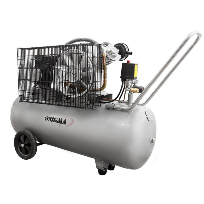 Компресор двоциліндровий пасовий (V) 2.5кВт 396л/хв 10бар 100л (2 крана) SIGMA (7044151)