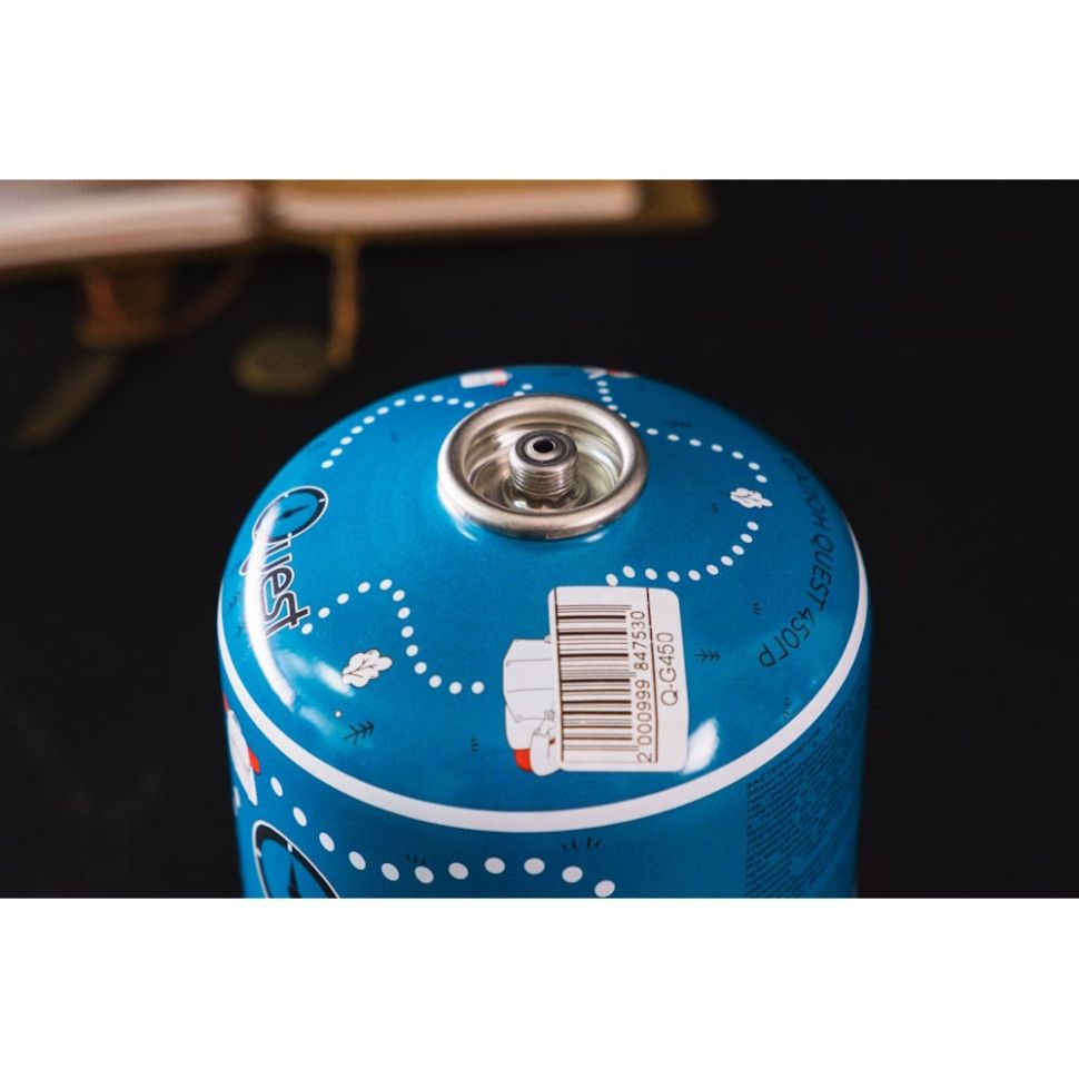 Набір Газовий пальник BRS-1 складний + Газовий балон різьбовий бутановий Quest, 450гр