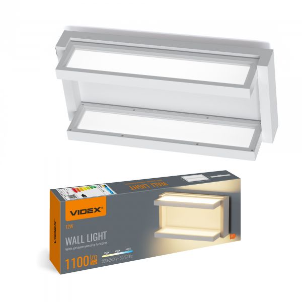 LED світильник настінний з сенсором VIDEX WL01 12W 2800K-4000K-6000K Білий
