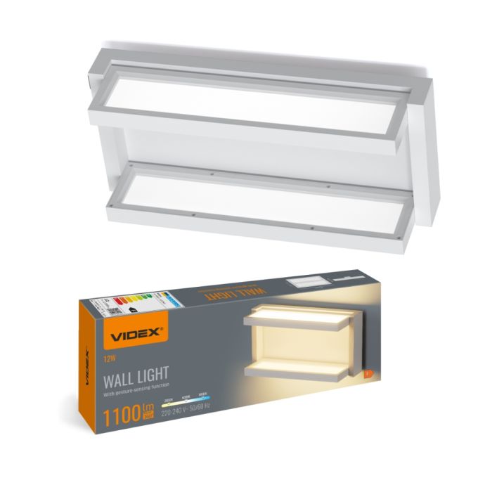 LED світильник настінний з сенсором VIDEX WL01 12W 2800K-4000K-6000K Білий