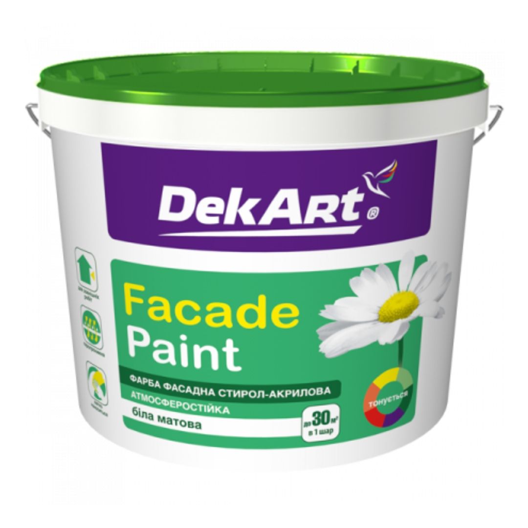 Фарба фасадна "Facade Paint", біла матова. ТМ "DekArt" - 6,3 кг