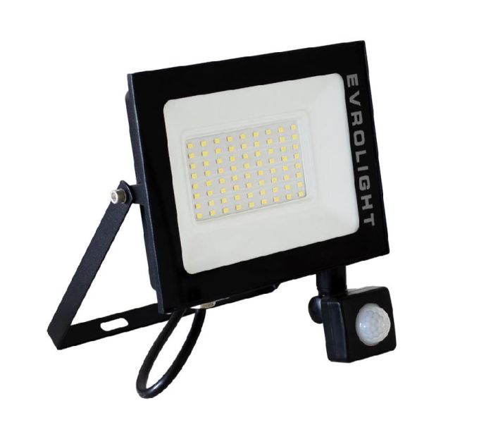 Прожектор світлодіодний&nbsp;&nbsp;EVROLIGHT 50Вт з датчиком руху EV-50D 6400К