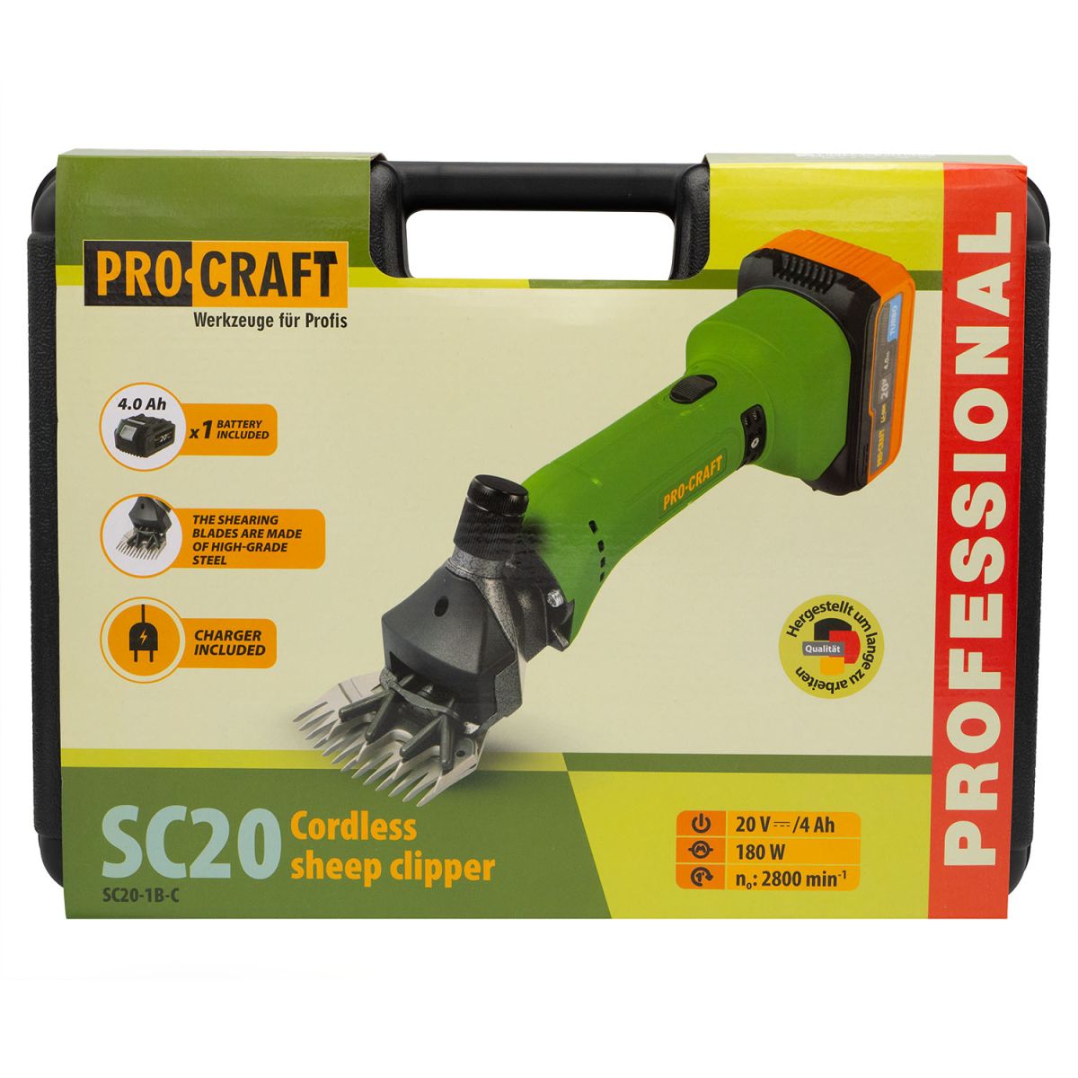 Акумуляторна машинка для стрижки овець Procraft SC20 (з 1 акб)