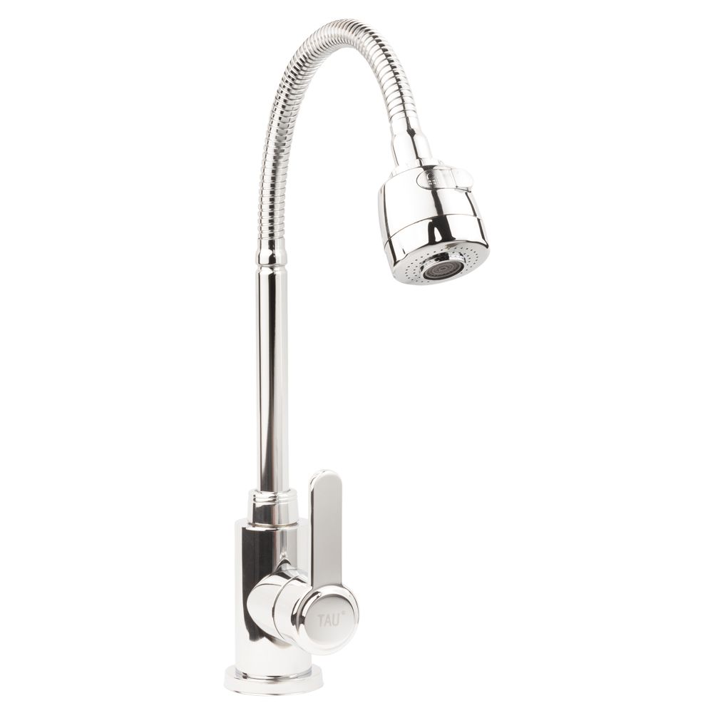 Змішувач s18 Ø35 для кухні вилив гофрований на гайці SS TAU (9818110)