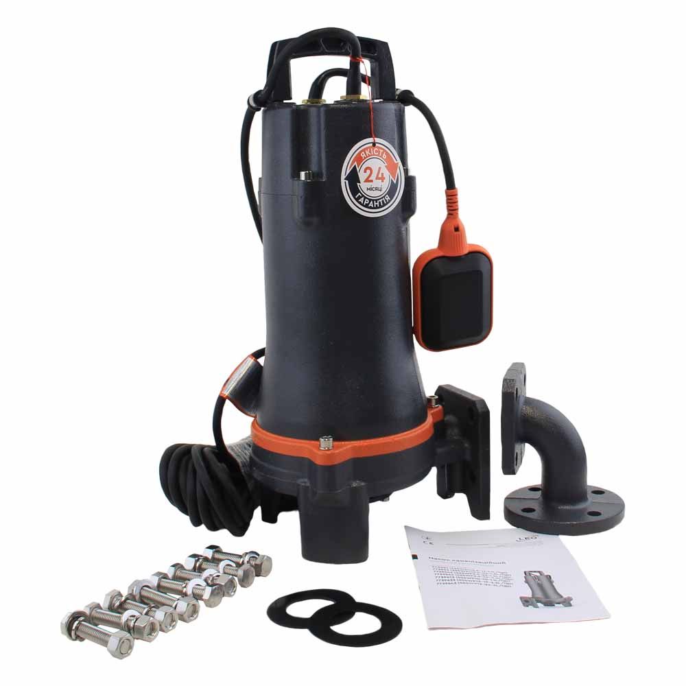 Насос каналізаційний 1.1кВт Hmax 18м Qmax 140л/хв (з ріжучим механізмом) LEO 3.0 32SWPm3.6-17-1.1L/Q