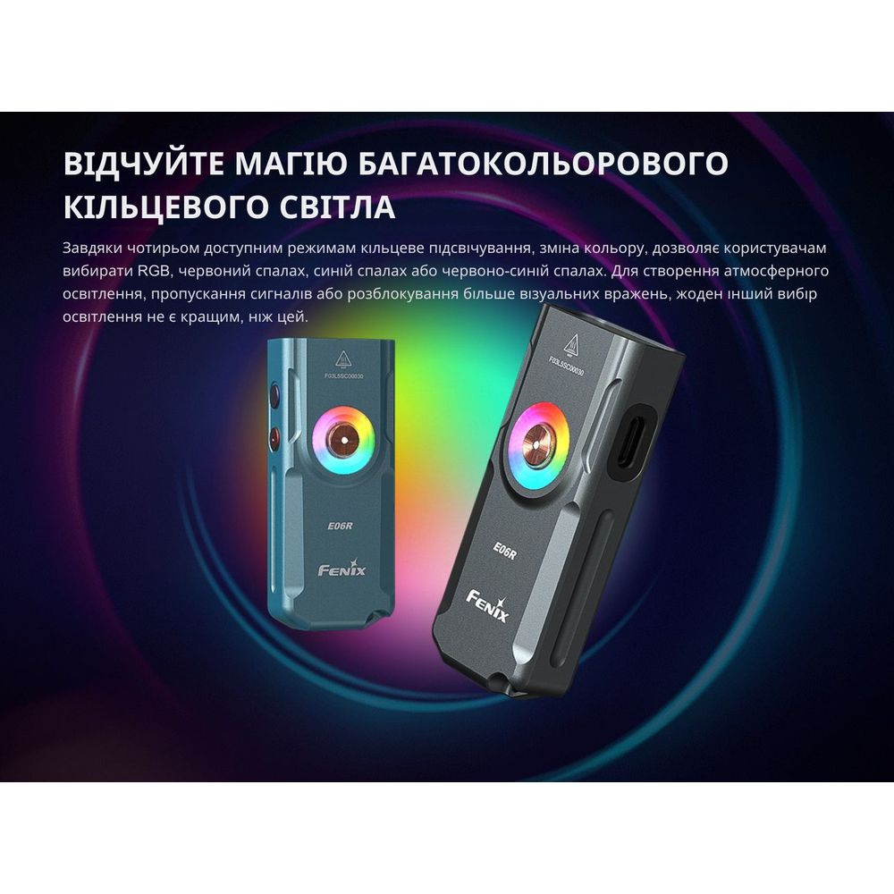 Ліхтар наключний Fenix E06R сірий