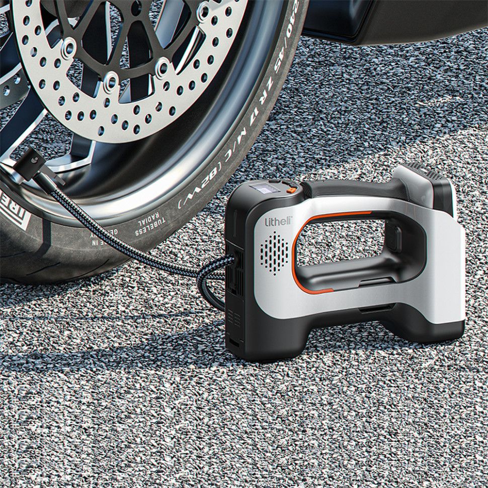 Акумуляторний компресор Litheli з ліхтарем, живлення від павербанку (УМБ Litheli Power Bank 20000 mA