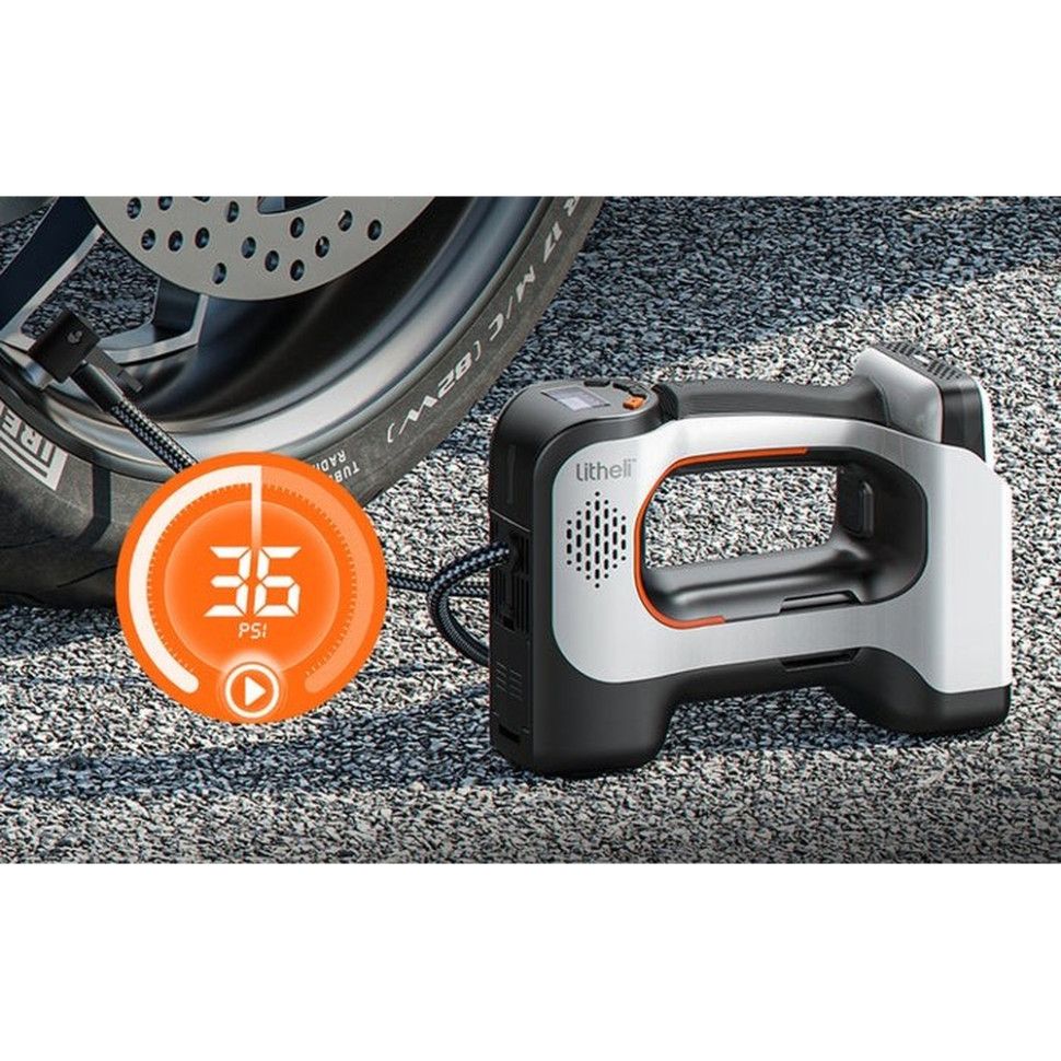 Акумуляторний компресор Litheli з ліхтарем, живлення від павербанку (УМБ Litheli Power Bank 20000 mA