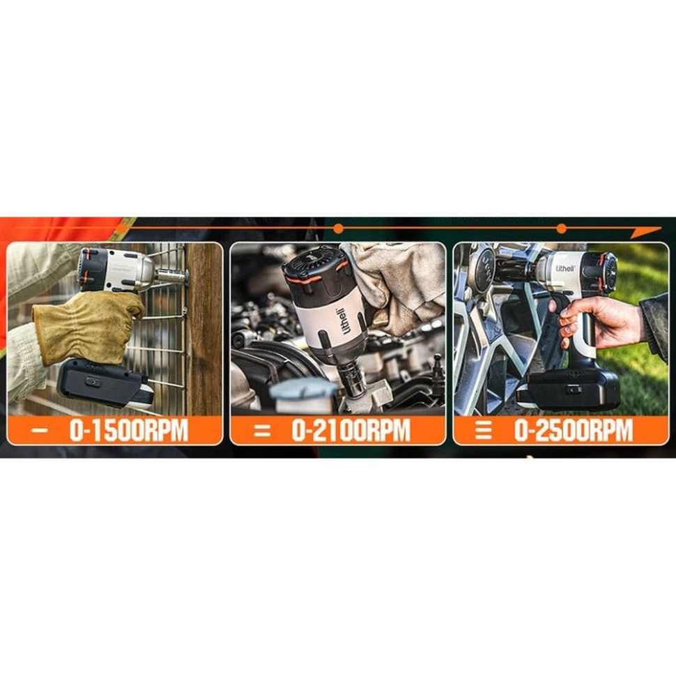 Гайковерт ударний акумуляторний Litheli + УМБ Litheli Power Bank 12500 mAh, 45 W, 2А (U20BS00-0U120)