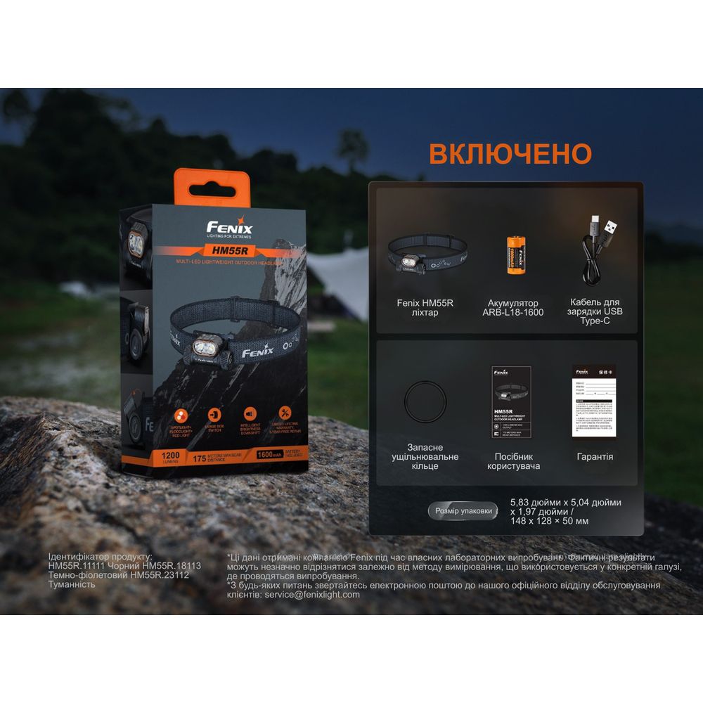 Ліхтар налобний Fenix HM55R, фіолетовий