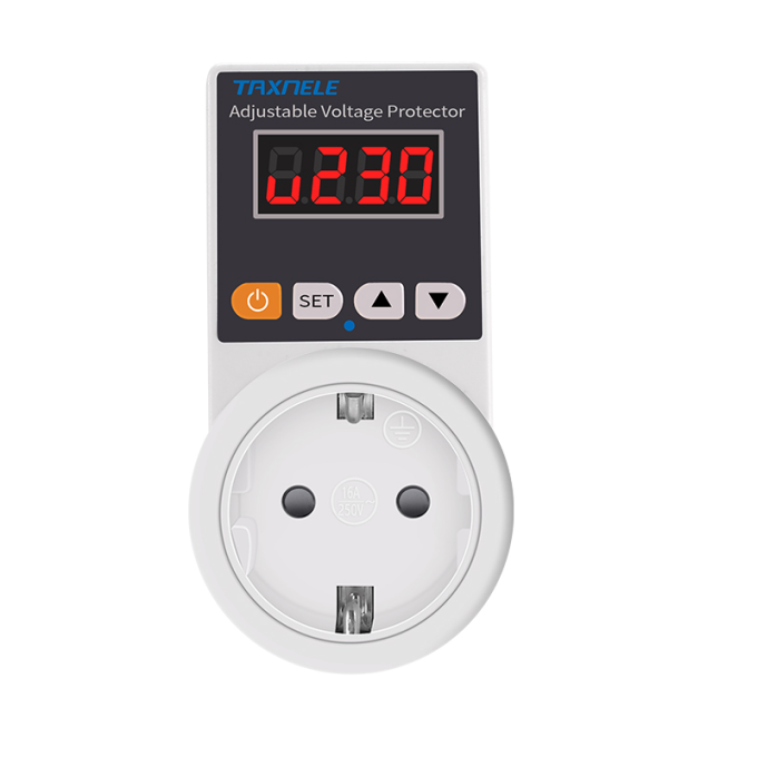 Регульоване захисне розеткове реле TAXNELE 16A 140V-300V відсікач напруги