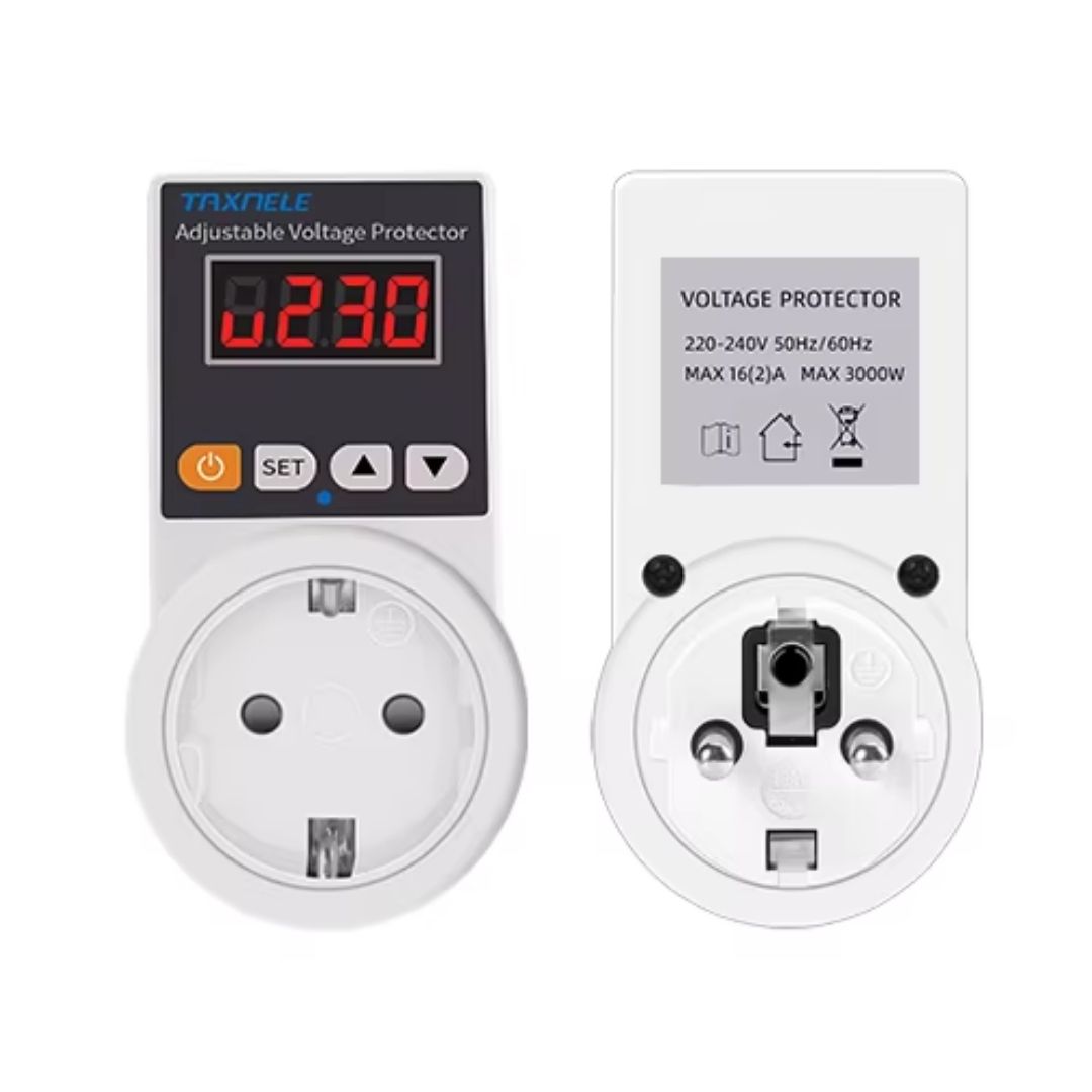 Регульоване захисне розеткове реле TAXNELE 16A 140V-300V відсікач напруги з дисплеєм