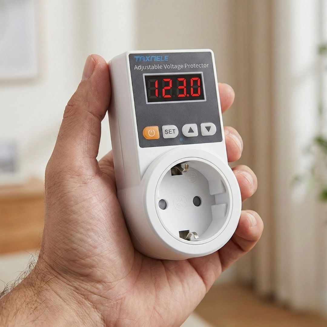 Регульоване захисне розеткове реле TAXNELE 16A 140V-300V відсікач напруги з дисплеєм