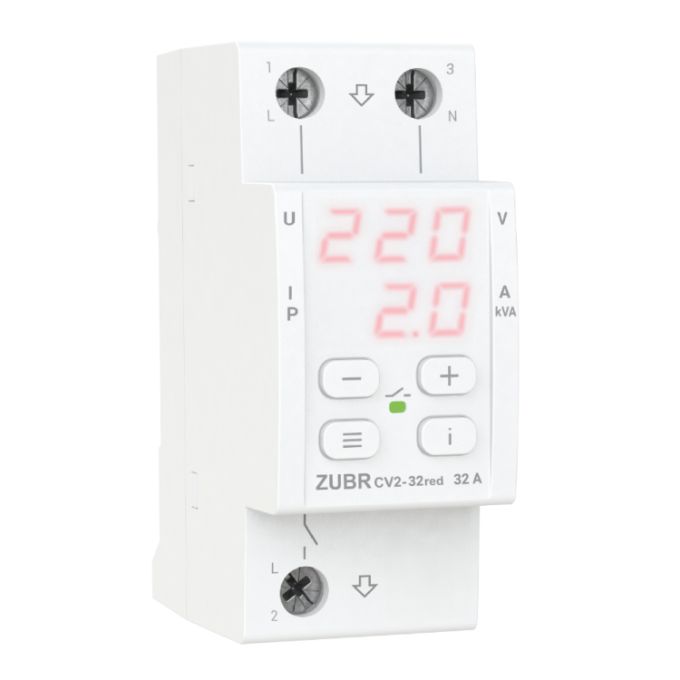 Реле напруги з контролем струму ZUBR CV2-32 red
