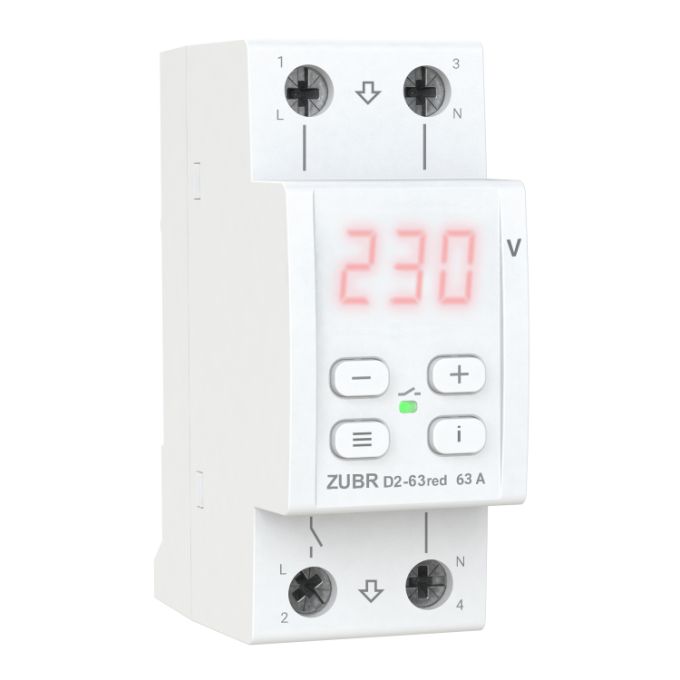 Реле напруги ZUBR D2-63 з термозахистом red