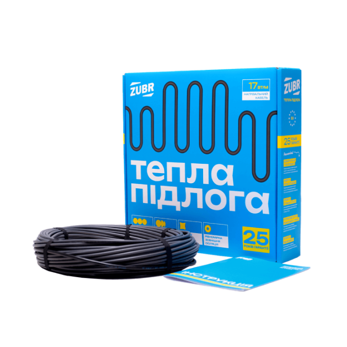 Нагрівальний двожильний кабель ZUBR DC Cable 17 / 565 Вт