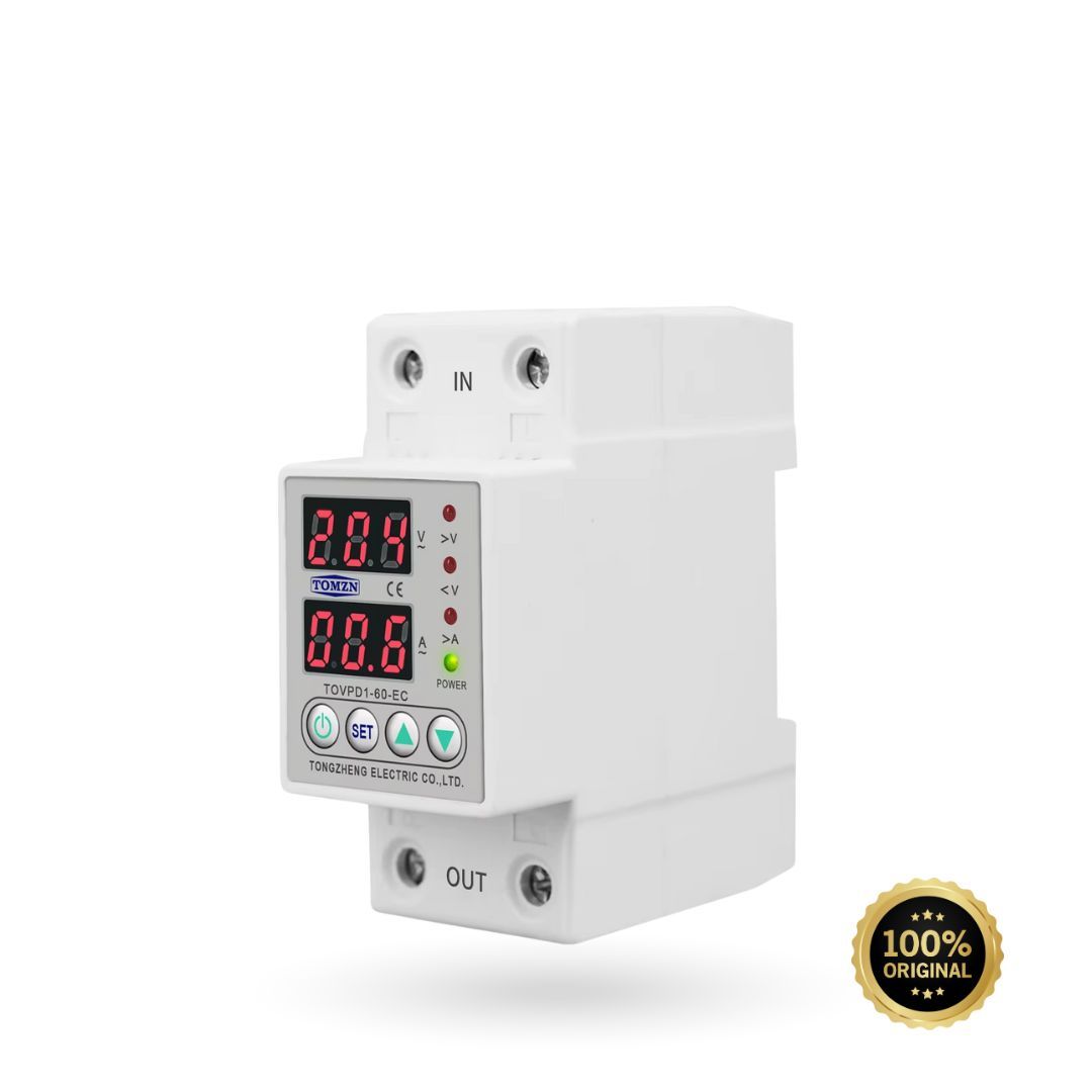 Реле контролю напруги та струму 60А 230В на DIN-рейку з регулюванням та дисплеєм VA-Protector