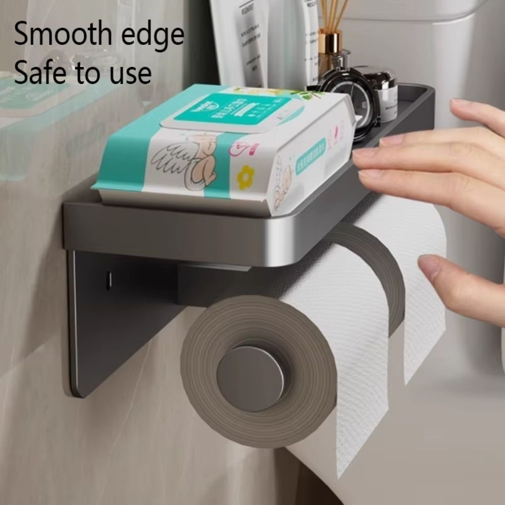 Великий тримач туалетного паперу з полкою для ванної кімнати сірий графіт