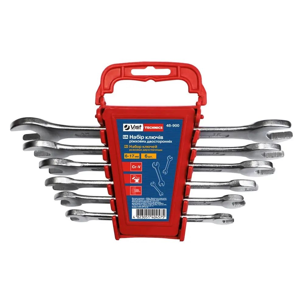 Набір ключів ріжкових двосторонніх, Cr-V, 6 шт. (6-17 мм) Technics