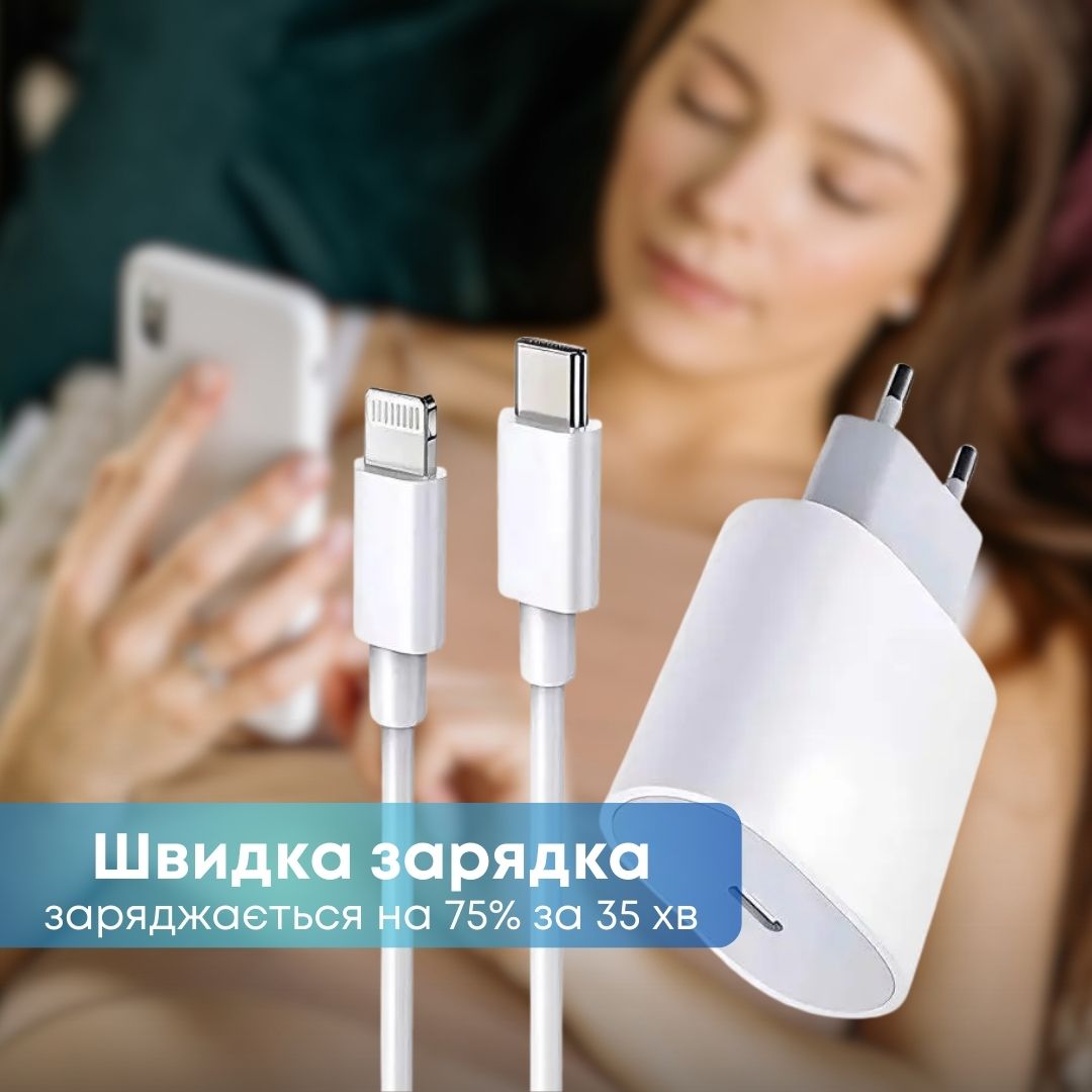 Комплект швидкої зарядки ля Apple iPhone / iPad, Зарядний пристрій 20W USB-C Power Adapter (Type-C)