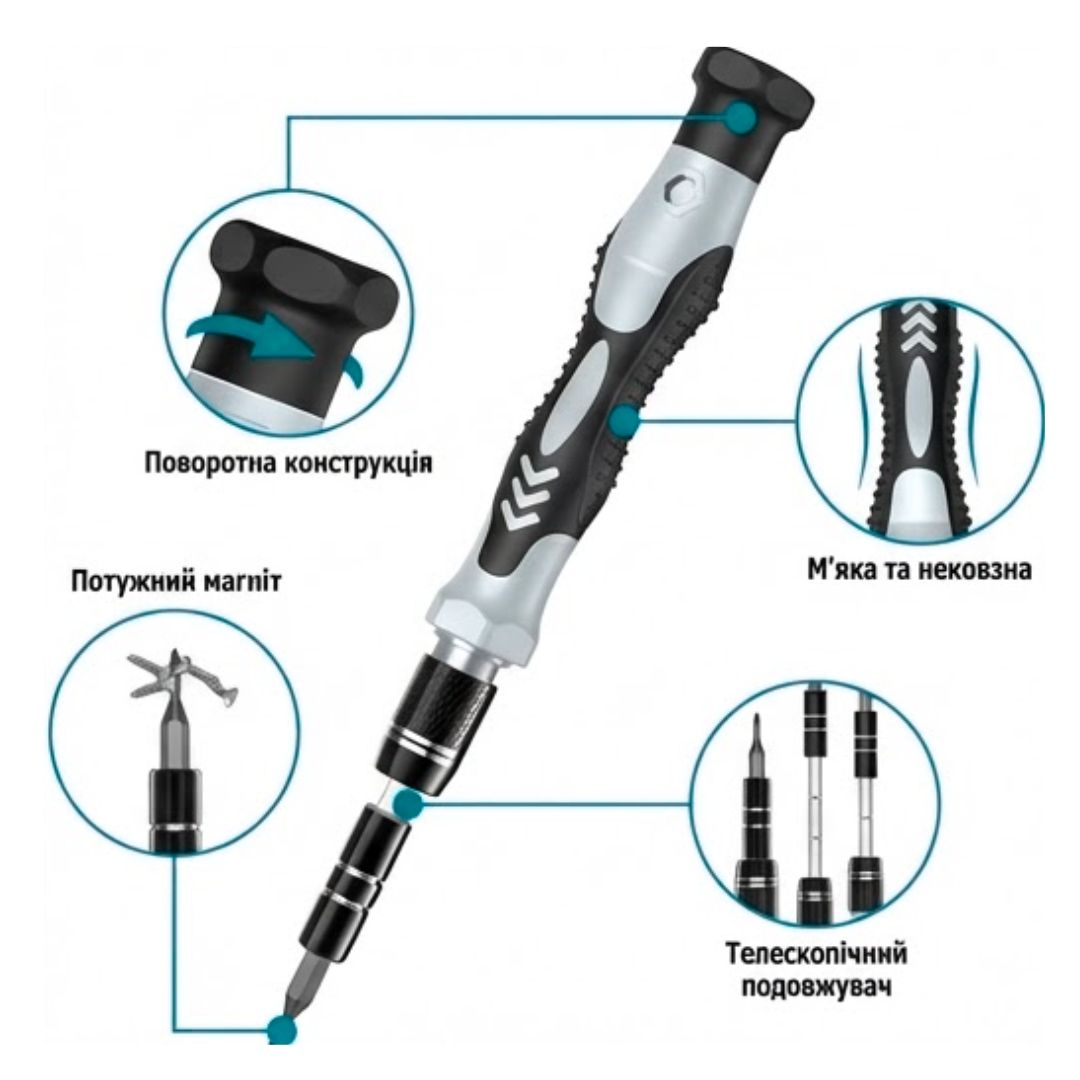 Набір з 115 прецизійних викруток, виготовлених з ванадієвої сталі, з магнітними інструментами