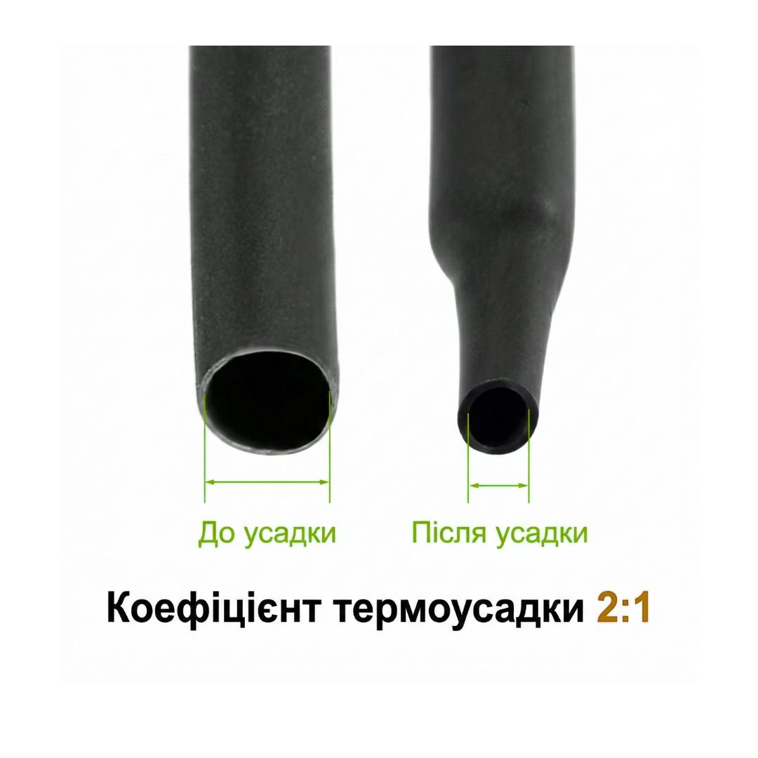 Термоусадочная трубка черная 10 м (диаметр 13 мм, 2:1)