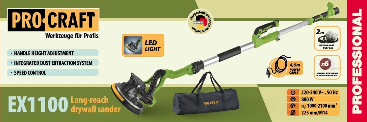 Машина шліфувальна Procraft EX1100 для стін і стелі
