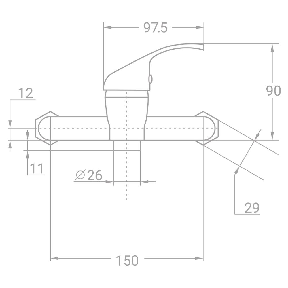 Змішувач TN Ø35 для душу TAU TN-1D142C (9846300)