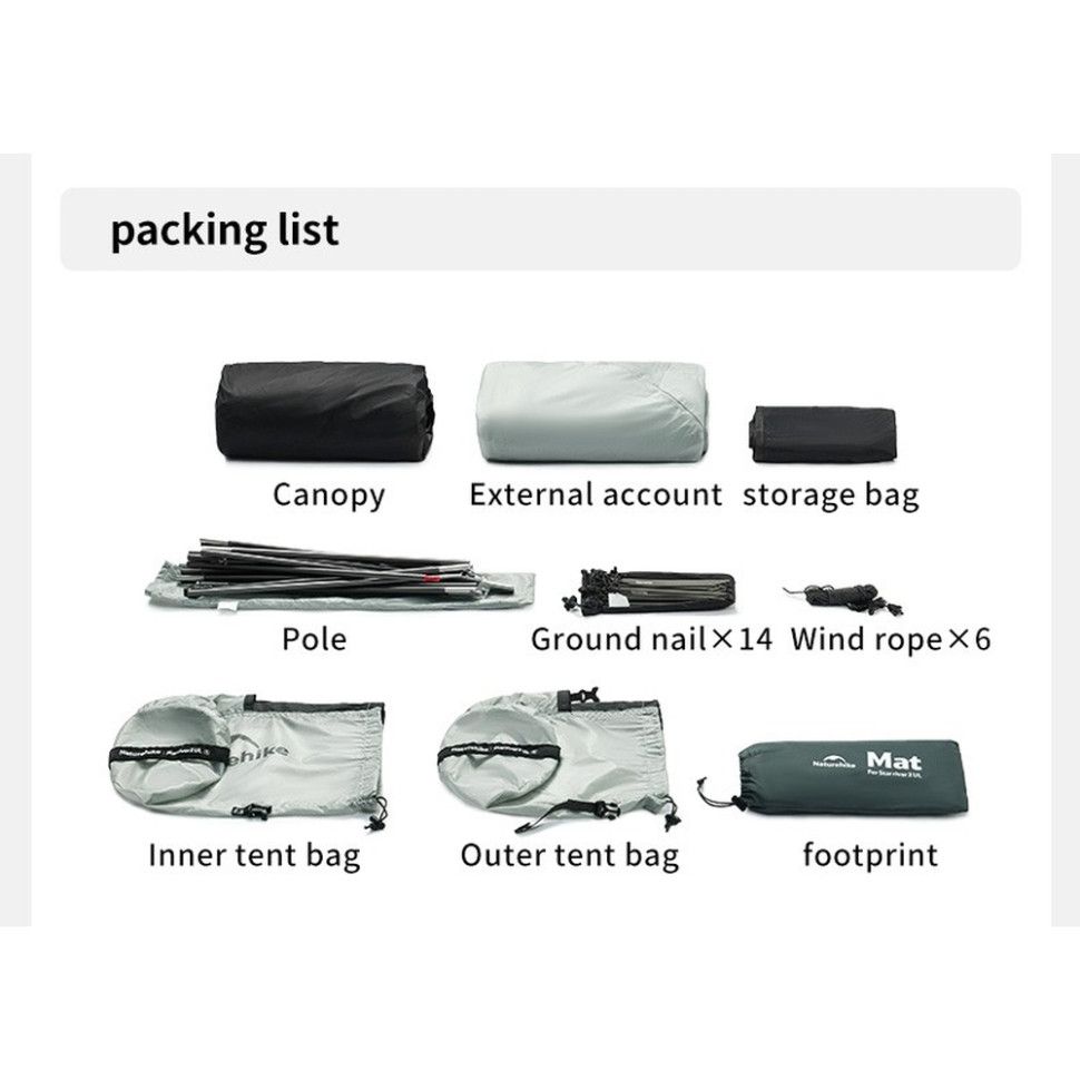 Намет двомісний ультралегкий Naturehike Star River UL CNK2450WS022, сірий