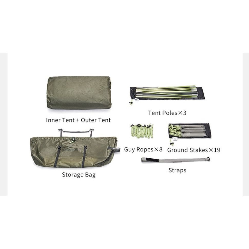 Намет двомісний Naturehike Opalus, UL, CNK2450WS036, темно-зелений