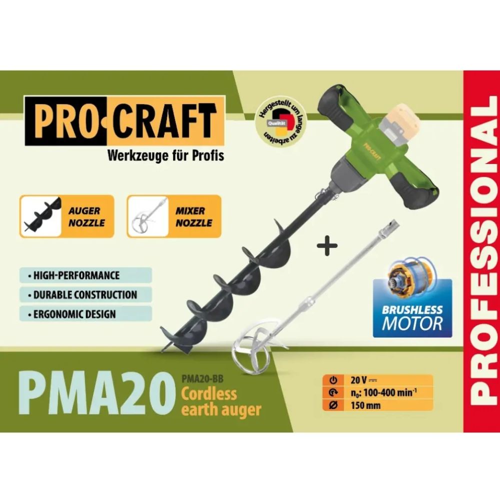 Акумуляторний мотобур-міксер Procraft PMA20 (без акб та зп)