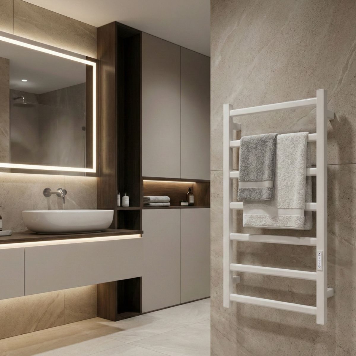 Рушникосушарка електрична Carino LUNA з контроллером Білий мат 790*490