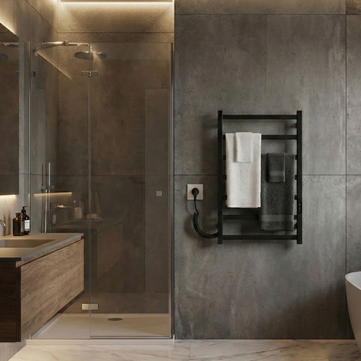 Рушникосушарка електрична Carino LUNA з контроллером Чорний мат 790*490