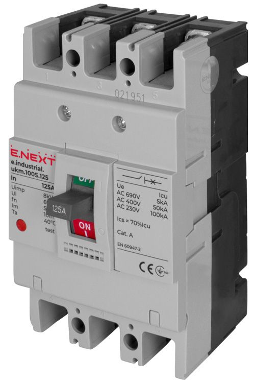 Силовий автоматичний вимикач e.industrial.ukm.100S.125, 3р, 125А