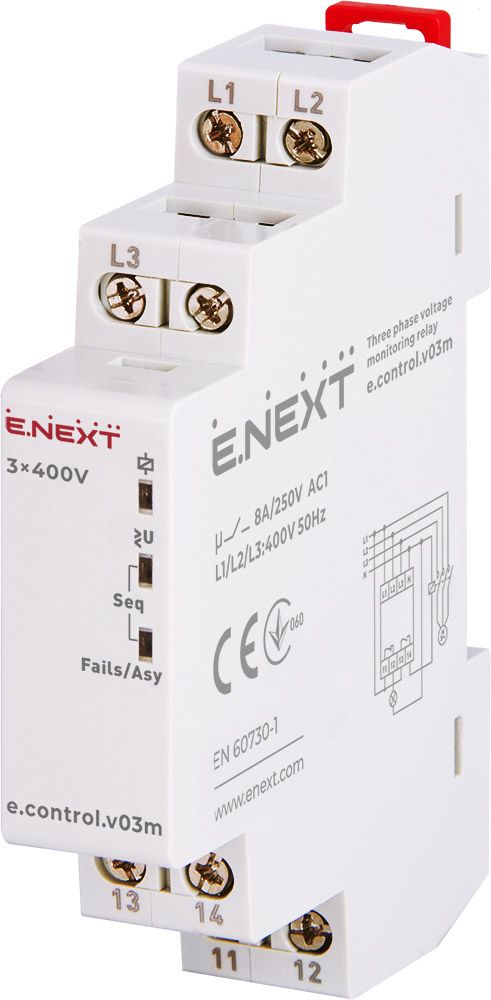 Реле контролю напруги трифазне нерегульоване e.control.v03m