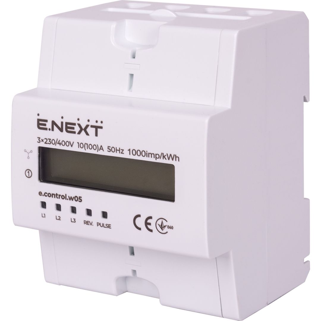 Лічильник трифазний e.control.w05 10(100)А електронний клас 1.0 (некомер)