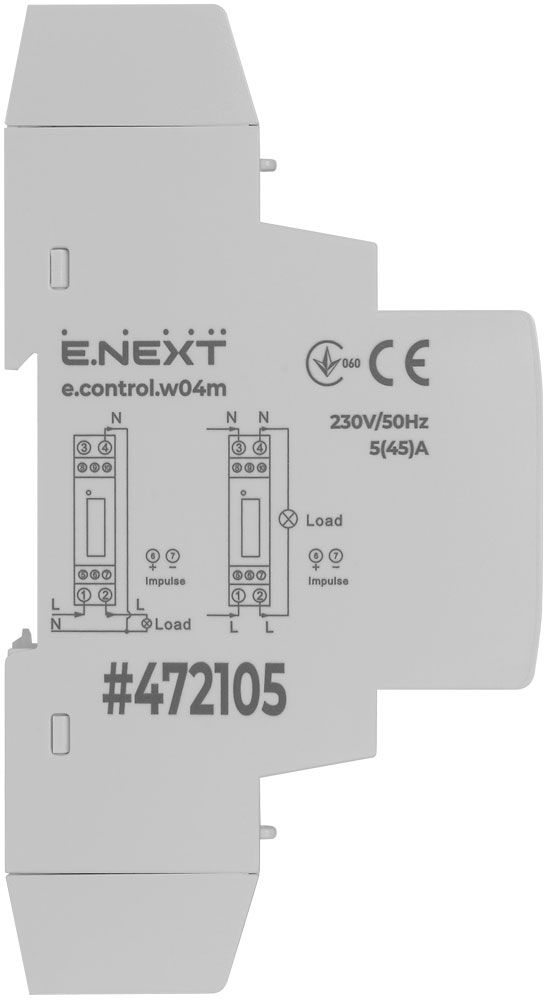 Лічильник однофазний e.control.w04m 5(45)А електронний клас 1.0