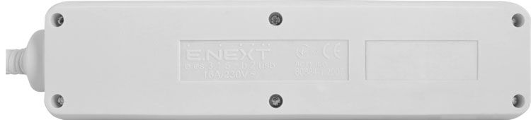 Подовжувач e.es.3.1.5.z.b.2.usb 3 гнізда, 1.5м, з з/к з USB-зарядкою, baby protect