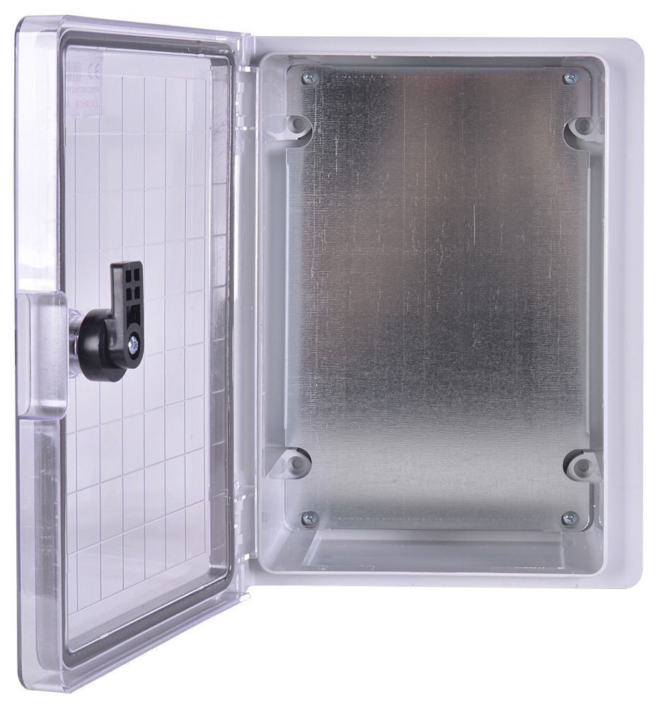 Корпус удароміцний з АБС-пластика e.plbox.210.280.130.tr, 210х280х130мм, IP65 з прозорими дверцятами