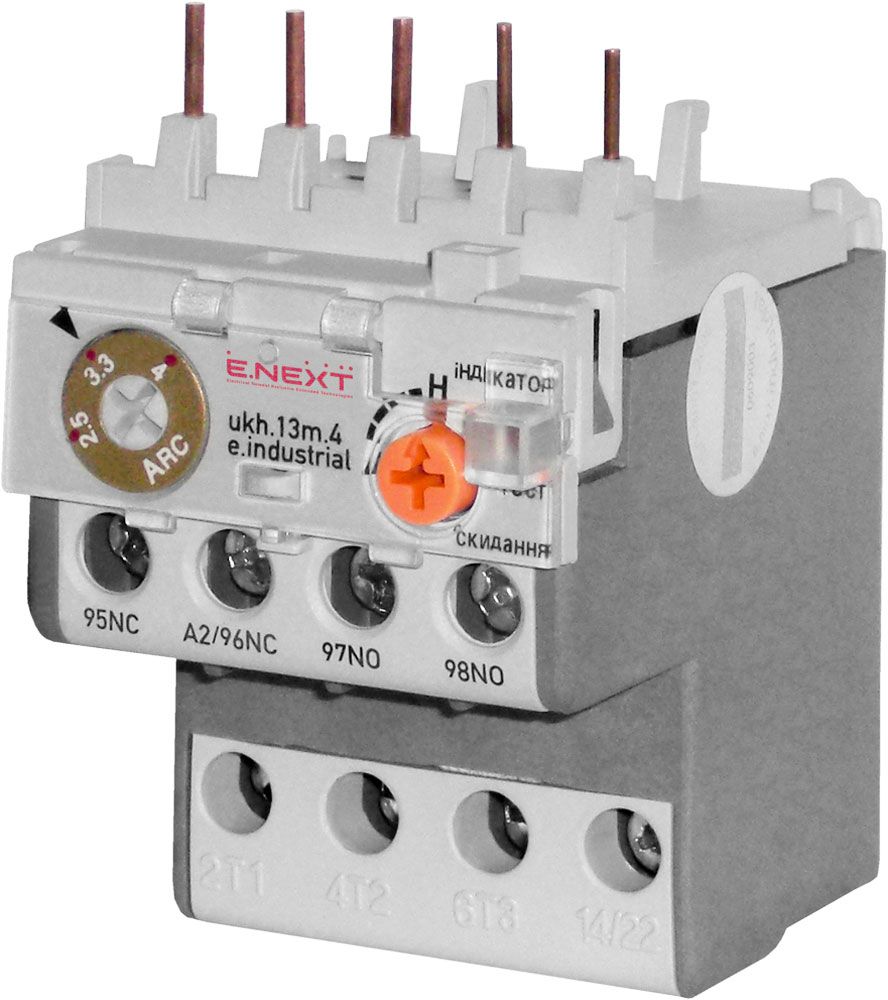 Теплове реле e.industrial.ukh.13M.4.6, номін. струм 13А, діап. регул. 4-6 А, малогабаритне