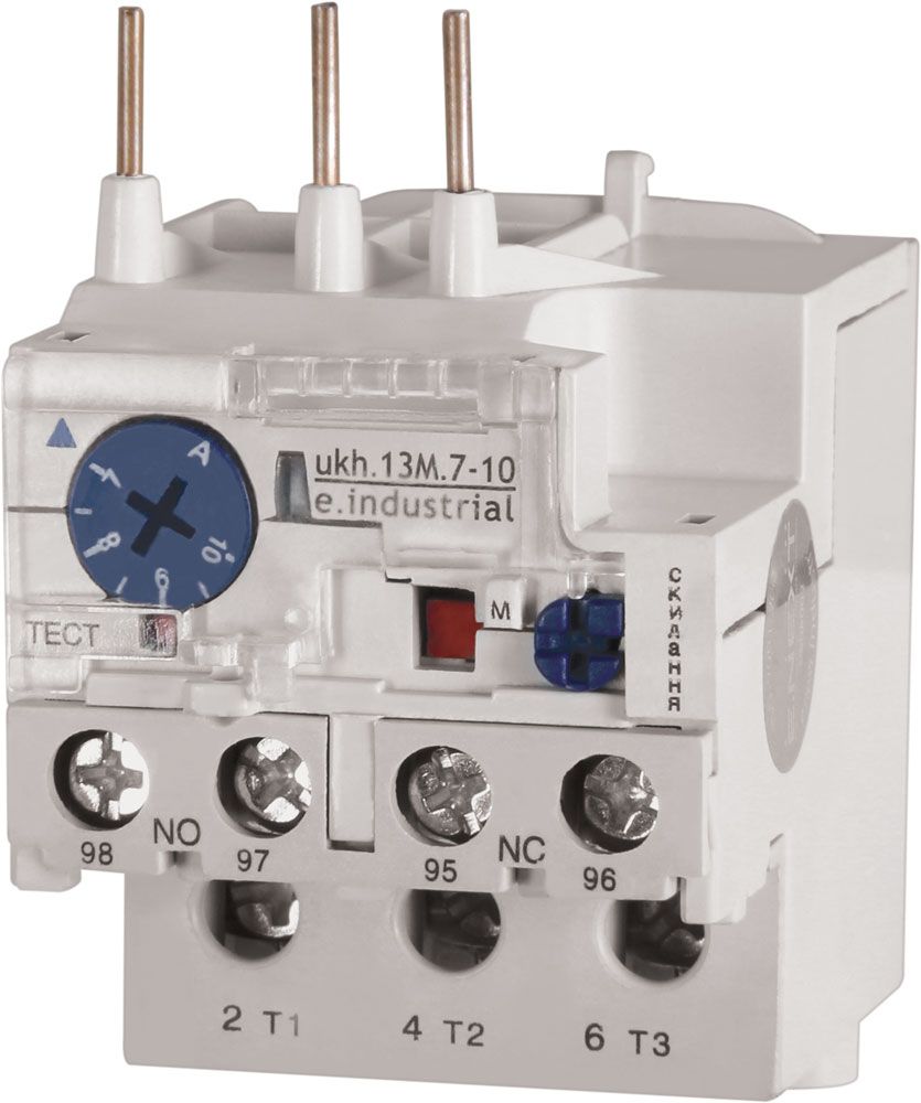 Теплове реле e.industrial.ukh.13M.7.10, номін. струм 13А, діап. регул. 7-10 А, малогабаритне