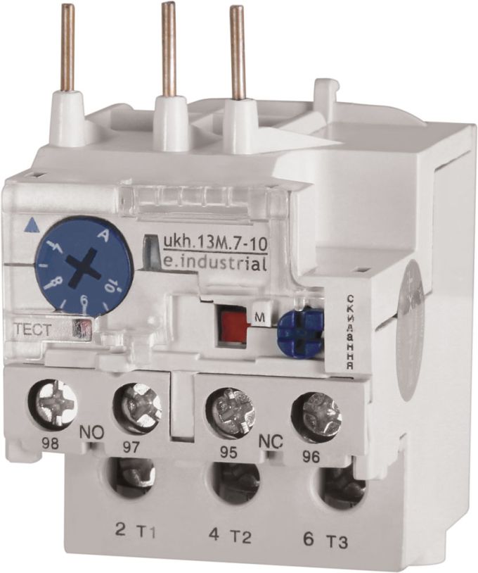 Теплове реле e.industrial.ukh.13M.7.10, номін. струм 13А, діап. регул. 7-10 А, малогабаритне