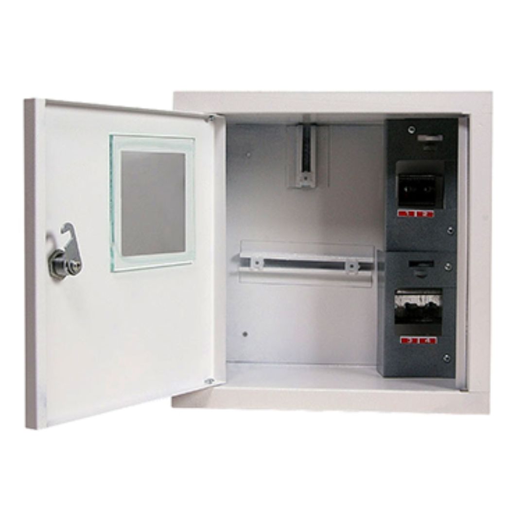 Корпус e.mbox.stand.w.f1.04.z.e металевий, під 1-ф. електронний лічильник, 4 мод., що вбудовується,