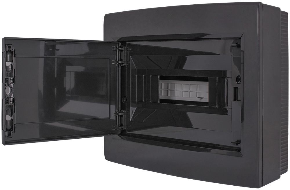 Корпус пластиковий на 12 модулів e.plbox.pro.n.12b.black навісний, чорний з непрозорими дверцятами I