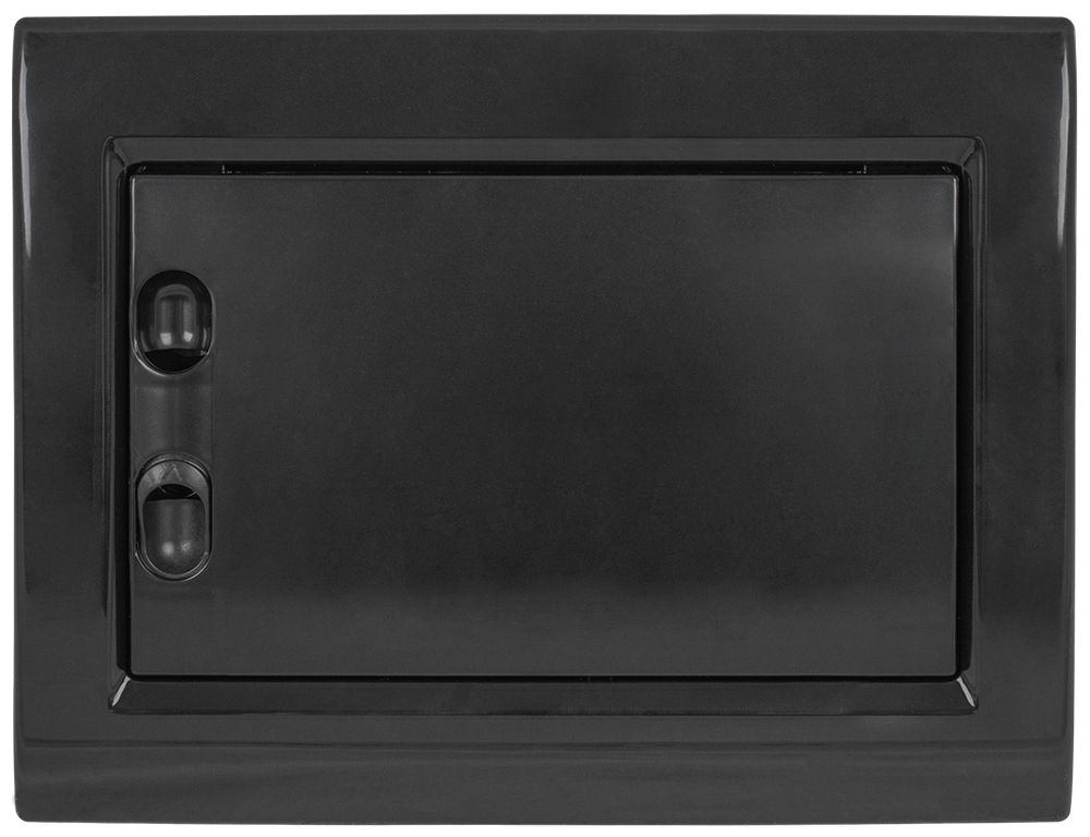 Корпус пластиковий на  8 модулів e.plbox.pro.w.08b.black вбудованний, чорний з непрозорими дверцятам