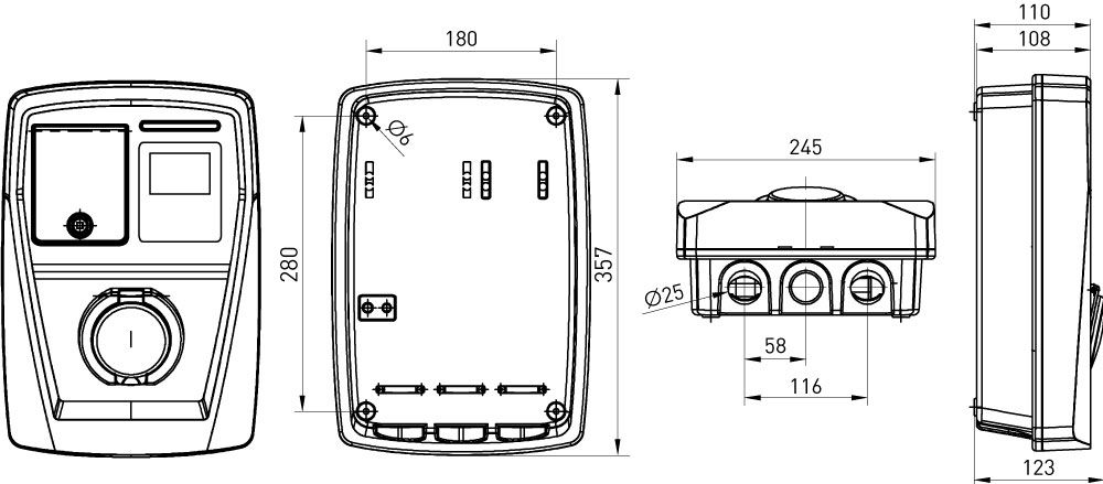 Станція для заряду електромобілів e.charge.pro.22T2C 22кВт 400В 32A Type2 кабель 5м IP54