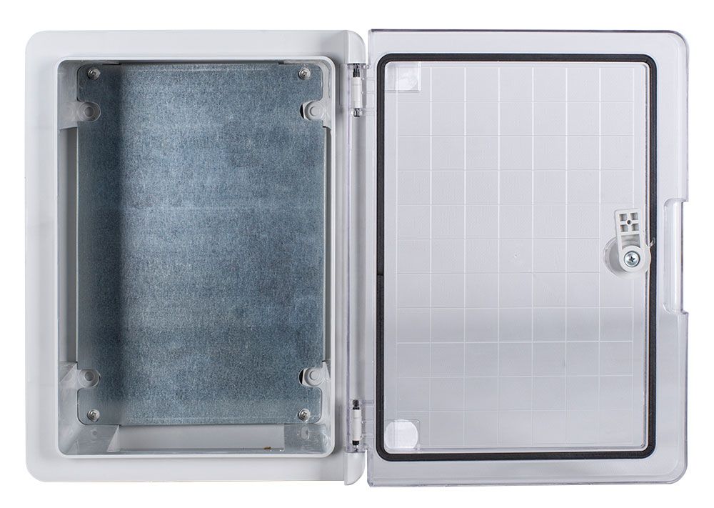 Корпус з ABS-пластику e.plbox.pro.p.33.25.14.tr з прозорими дверцятами 330x250x140мм ІР65