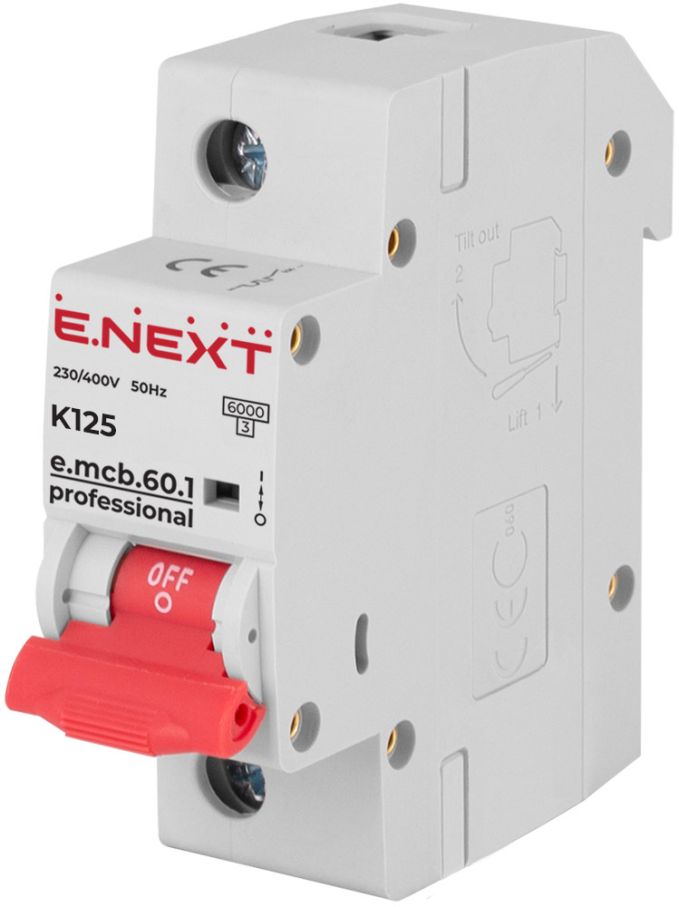 Модульний автоматичний вимикач e.mcb.pro.60.1.K 125 new, 1р, 125А, K, 6кА new